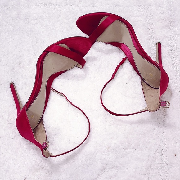 Hot Pink Strappy Open Toe Stilettos - Picture 3 of 9